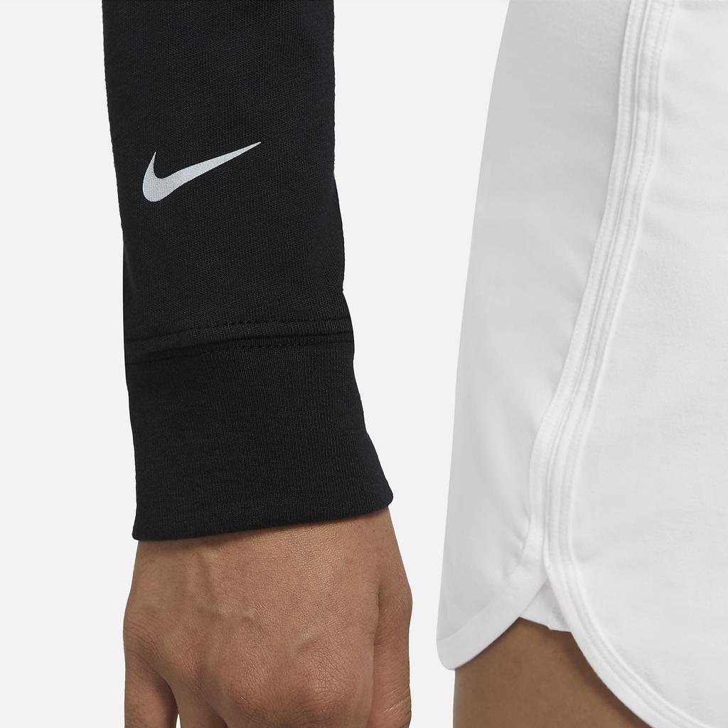 Nike Футболка с круглым вырезом и длинным рукавом с принтом Lucky Cat, женские топы, черные DJ7942-010