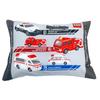 MORIPiLO Children's Low-Profile Tomica Police Car, Fire Engine, and Ambulance Pillow, Gray, Approx. 28x39cm, Skin-Friendly 100% Cotton Fabric,