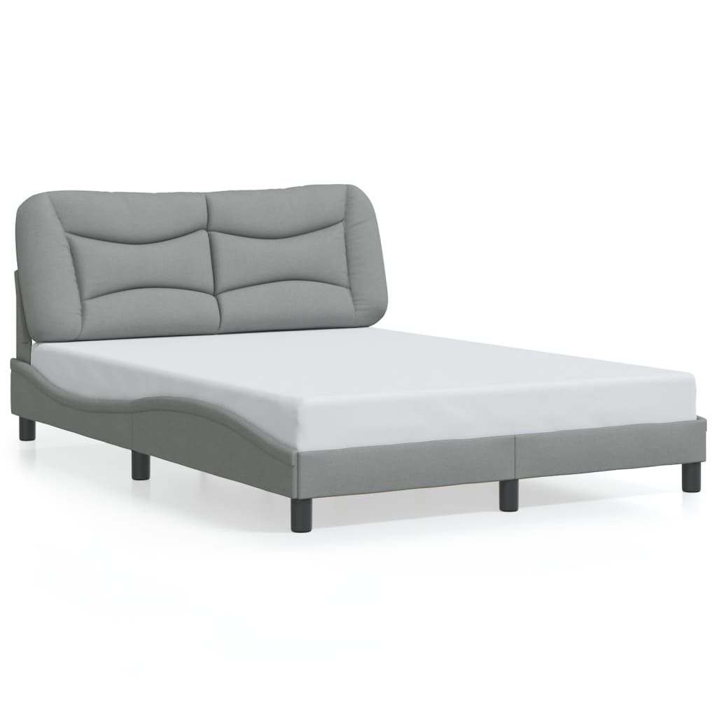 Vidaxl Rama Łóżka Z Oświetleniem Led Bez Materaca Jasnoszary 140X190Cm