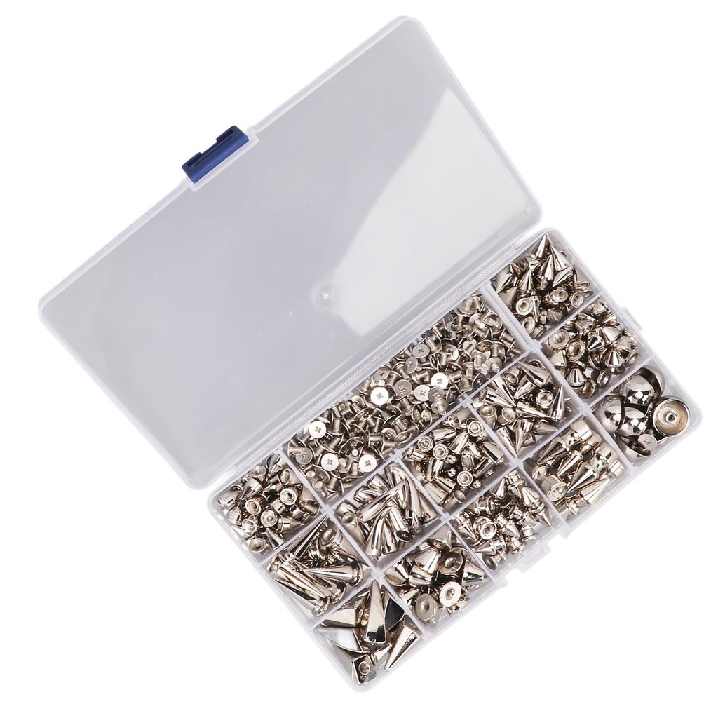 270Pcs 12 Styles Punk Rivet Kit Fine Workmanship Smoothly Durable Zinc Alloy Material Leather