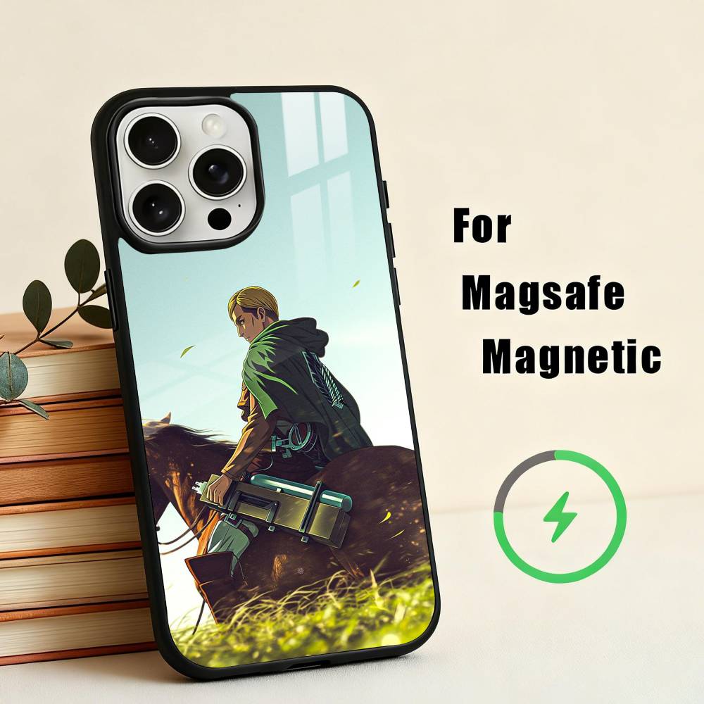 A-anime E-Erwin S-Smiths-S Чехол для телефона для iPhone 17, 16, 15, 14, 13, 12, 11 Plus, Pro Max Магнитный для Magsafe Беспроводная зарядка