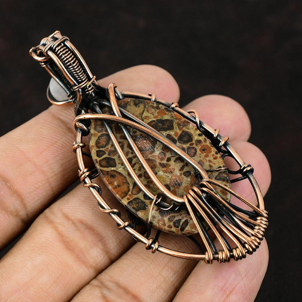 Дурной глаз Астероид Яшма Медный кулон Медная проволока Обернутые ювелирные изделия Драгоценный камень Ювелирные изделия сглаза Лунный камень Ювелирные изделия Подарок для матери Подарок для нее