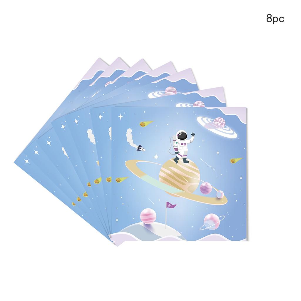 Light Blue Planet Party Disposable Tableware Set Rocket Planet Outer Space Plates Happy Kids Space Theme Birthday Party Decor