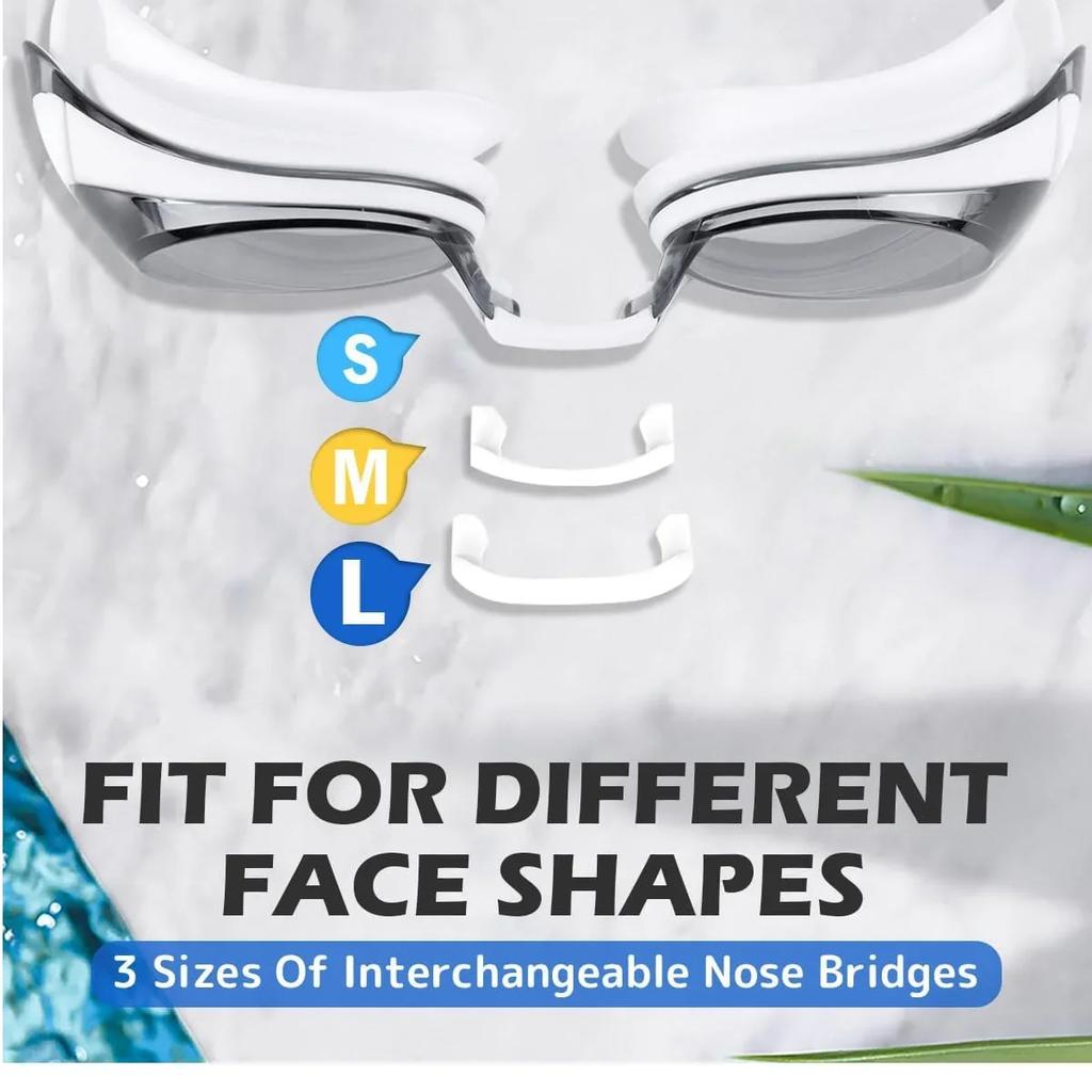 White Myopia Swimming Goggles with Anti-Fog Spray for Boys and Girls Slicone Band