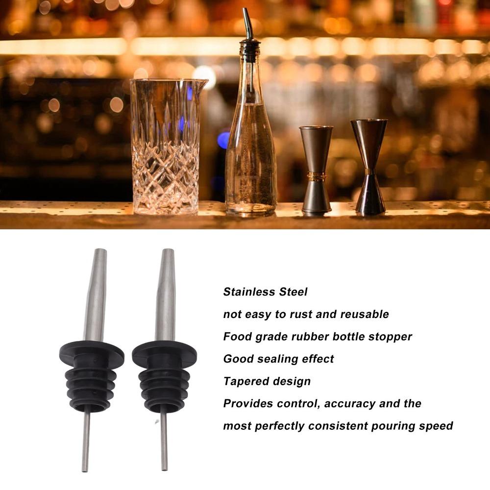 5pcs Tapered Spouts Bottle Pourers Stainless Steel Wine Spout Liquor Pour Spout  Bar Supplies