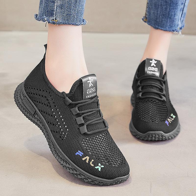 Обувь для женщин, осень 2023, новые летные вязаные туфли для женщин, дышащая повседневная спортивная обувь