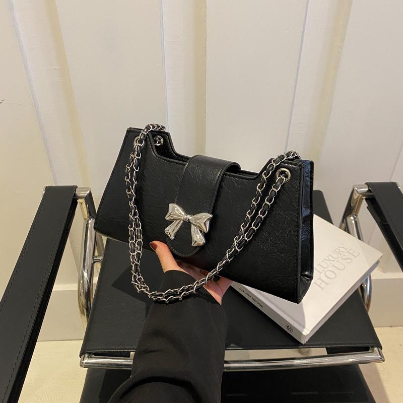 Модная и модная сумка-мешок с бантом, новая весенняя, простая, однотонная, через плечо, на одно плечо, через подмышку, для женщин