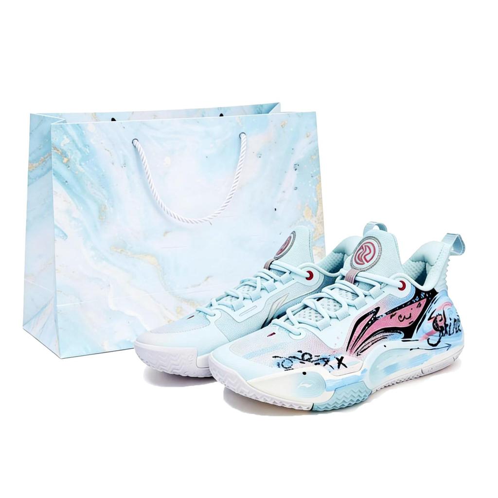 Li Ning Speed 9 Амортизирующие Нескользящие Износостойкие Низкие Баскетбольные Кроссовки Унисекс Сине-Розовые ABPT001-6(Команда1497-)