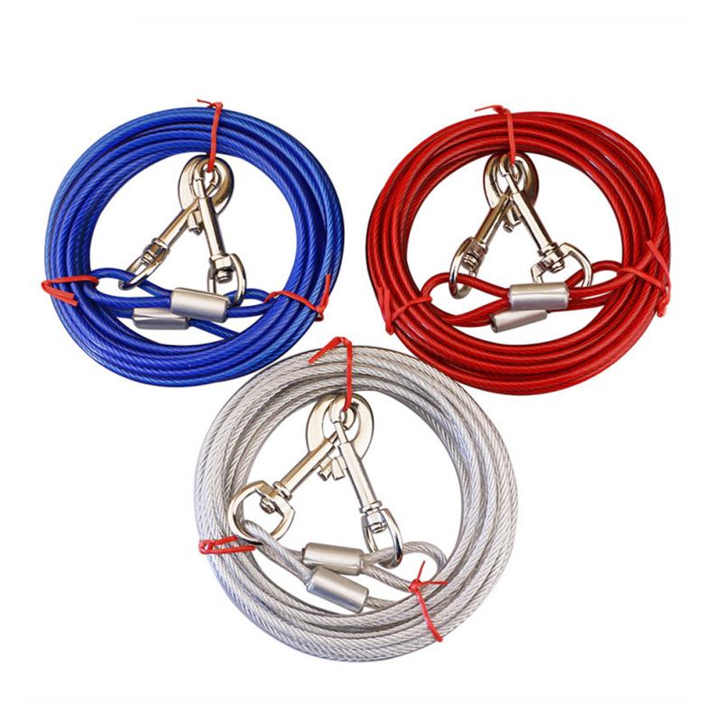 3m/10m Heavy Duty Tie Out Cable Leash with Metal Durable Steel Glue Coating Wire Traction Rope for Dogs Outdoor Cable Steel