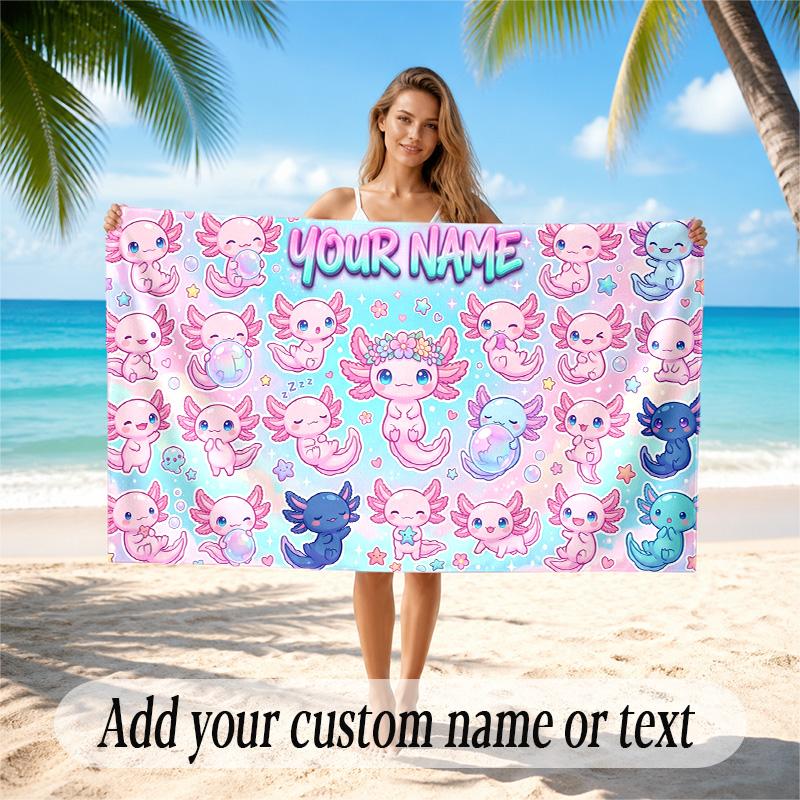 Fantasy Magic Theme Quick Dry Beach Towel Custom Name Text Print Large Sand Resistant Towel Beach Vacation