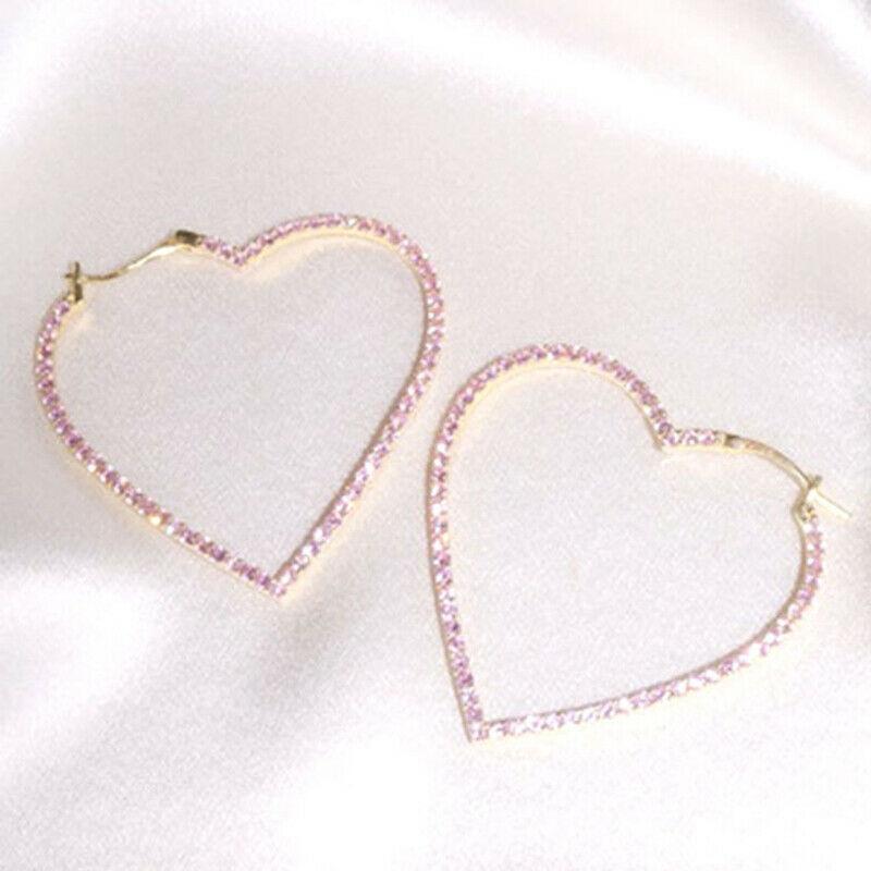 Модные милые сердечки розовые мини-серьги с камнями для свадебной вечеринки, ювелирные изделия