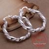 925 Sterling Silver Simple Big Rope Circle Vintage Hoop Earrings For Women Silver Jewelry Pendientes
