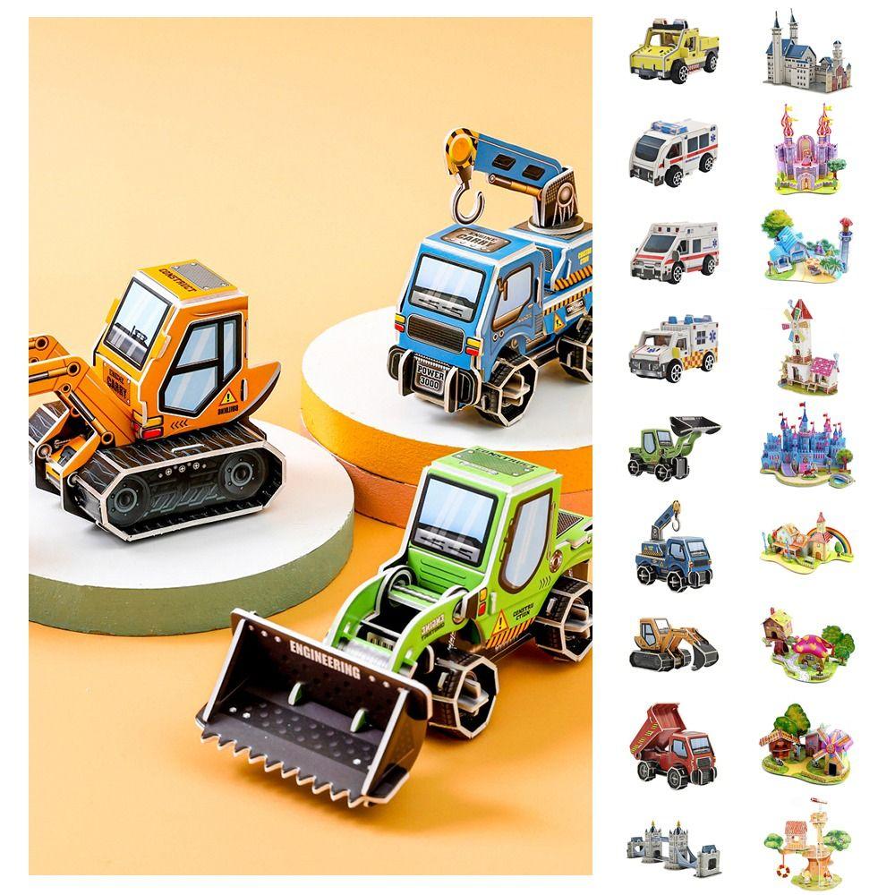 Бумажный мультяшный домик Бумажный игрушечный домик 3D-пазл Игрушечный автомобиль Подарки на день рождения