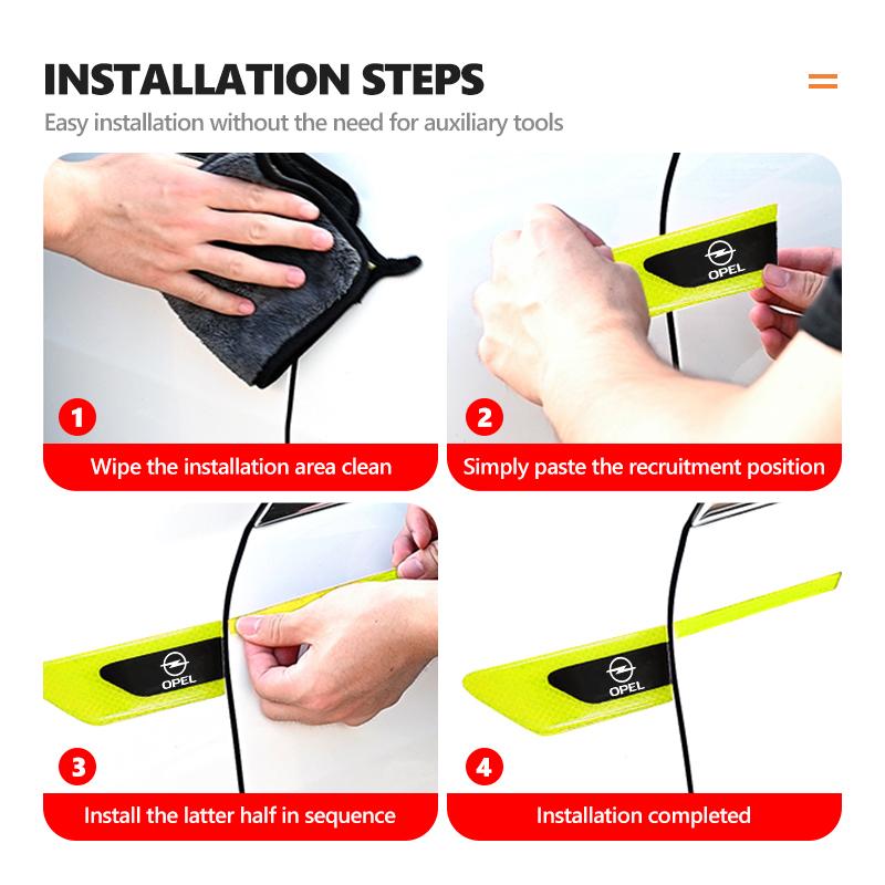 Car Reflective Sticker Door Bumper Anti-collision Protector Strips For Opel ADAM ASTRA J K CORSA E INSIGNIA MOKKA VIVA Meriva OT4