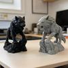 3D-печатная статуэтка волка, фигурка волка в механическом стиле, коллекционная скульптура волка, настольное украшение для офисного стола, полки