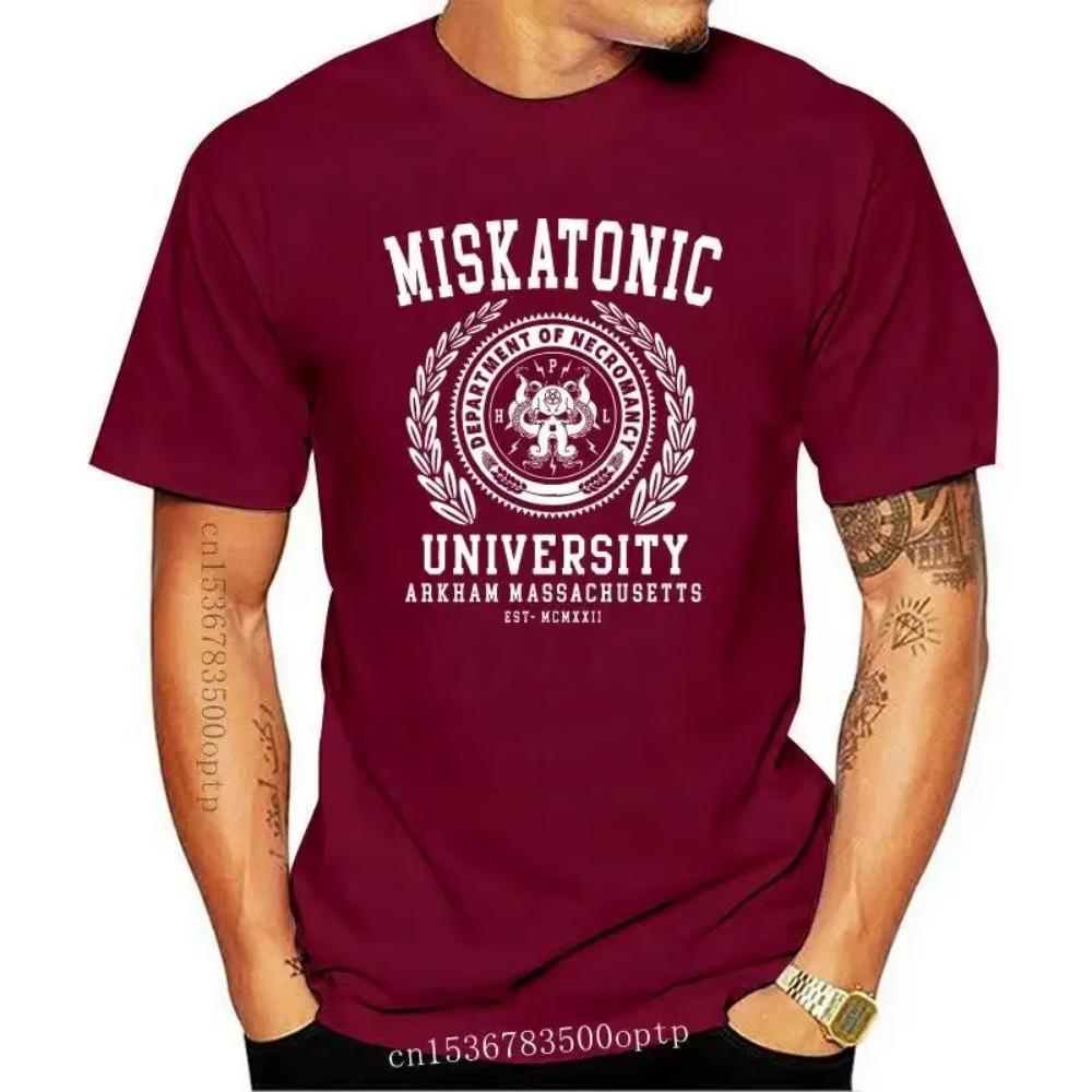 Новая футболка Cthulu And Lovecraft Miskatonic University для мужчин Call Of Cthulhu Necronomicon Funny Tees Crewneck Cotton Tops T Shir