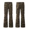 Женские американские винтажные камуфляжные рабочие брюки с микроклешем, ретро-трендовые брендовые облегающие камуфляжные рабочие брюки