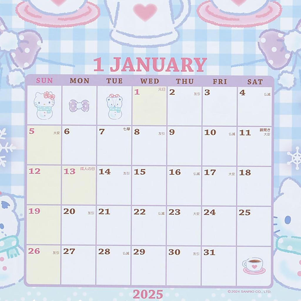 Sanrio Штампованный календарь 2025 Hello Kitty настенный 454419