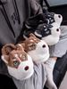 Fashion Women Indoor Cotton Slippers Cute Cartoon Dog Winter Warm Shoes Couples Home Floor Slides Anti-slip  Female Male House Footwear