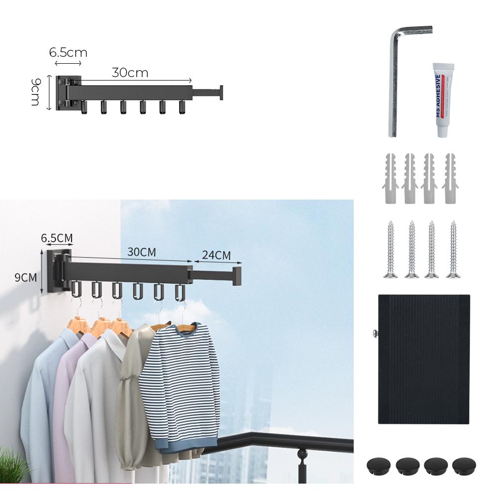 Алюминиевые аксессуары для дома Домашняя прачечная Веревка для белья Выдвижная внутренняя и уличная складная вешалка для одежды Настенное крепление Экономия места Сушилка для ткани