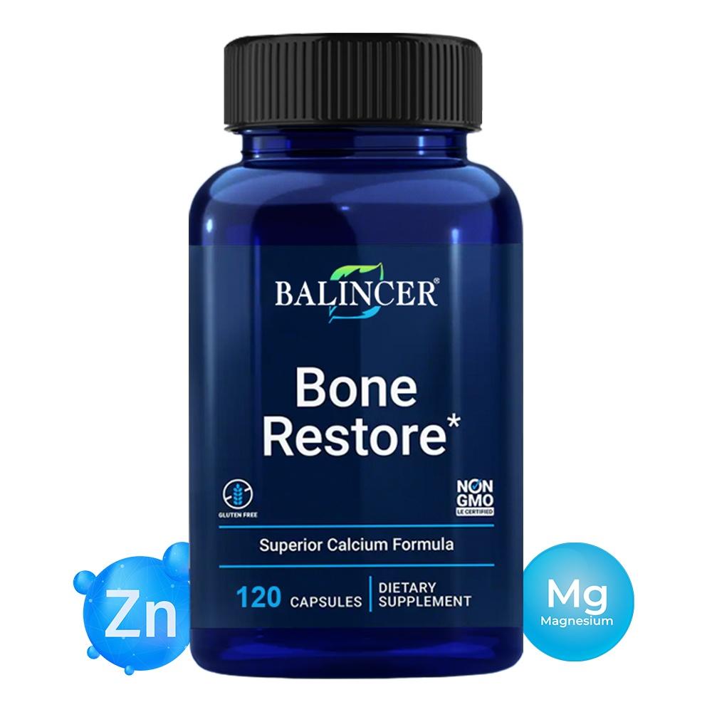 Balincer Calcium & Bone Wellness Complex Supplement with Vitamin D3, Magnesium, Zinc, Manganese, 120 Caps