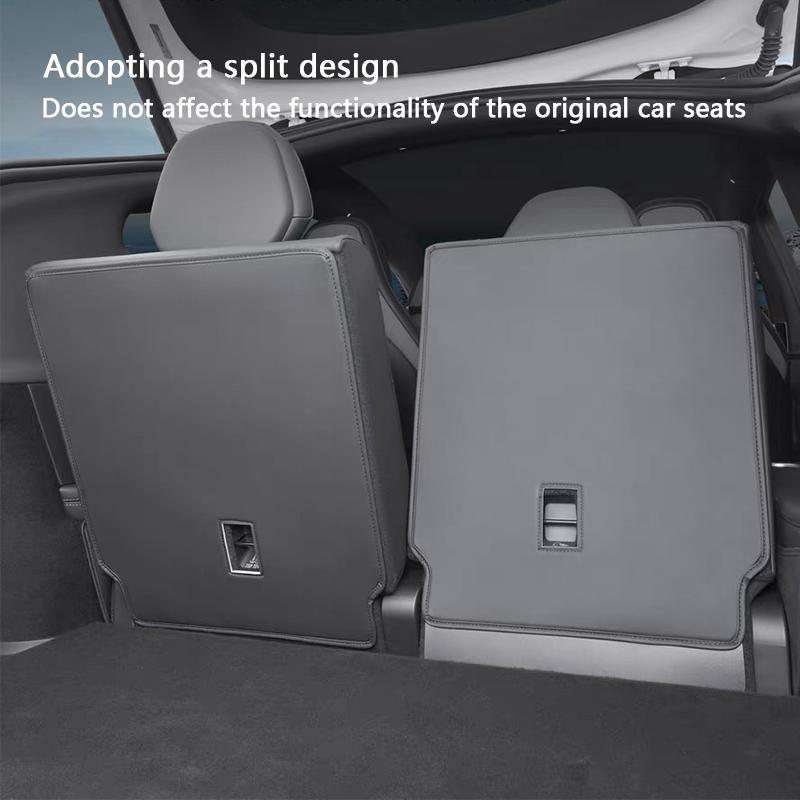 For Tesla Model YL 6-Seater Rear Seat Back Anti-Kick Pad Leather Seat Backrest Protector Cover All Weather Split Cargo Liner Pad