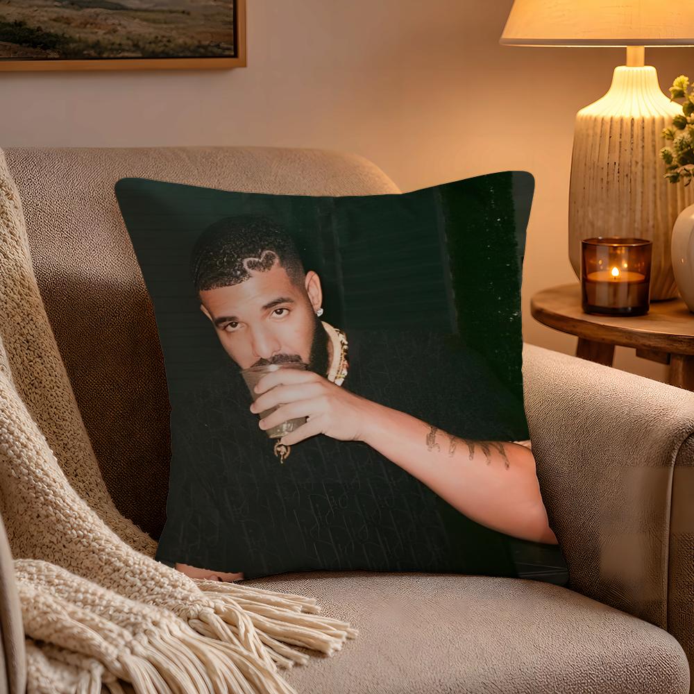 Hot Cool Singer DDrake Pillow Case Soft Plush Cushion Cover Double Print and Invisible Zipper for Sofa Home Car Use