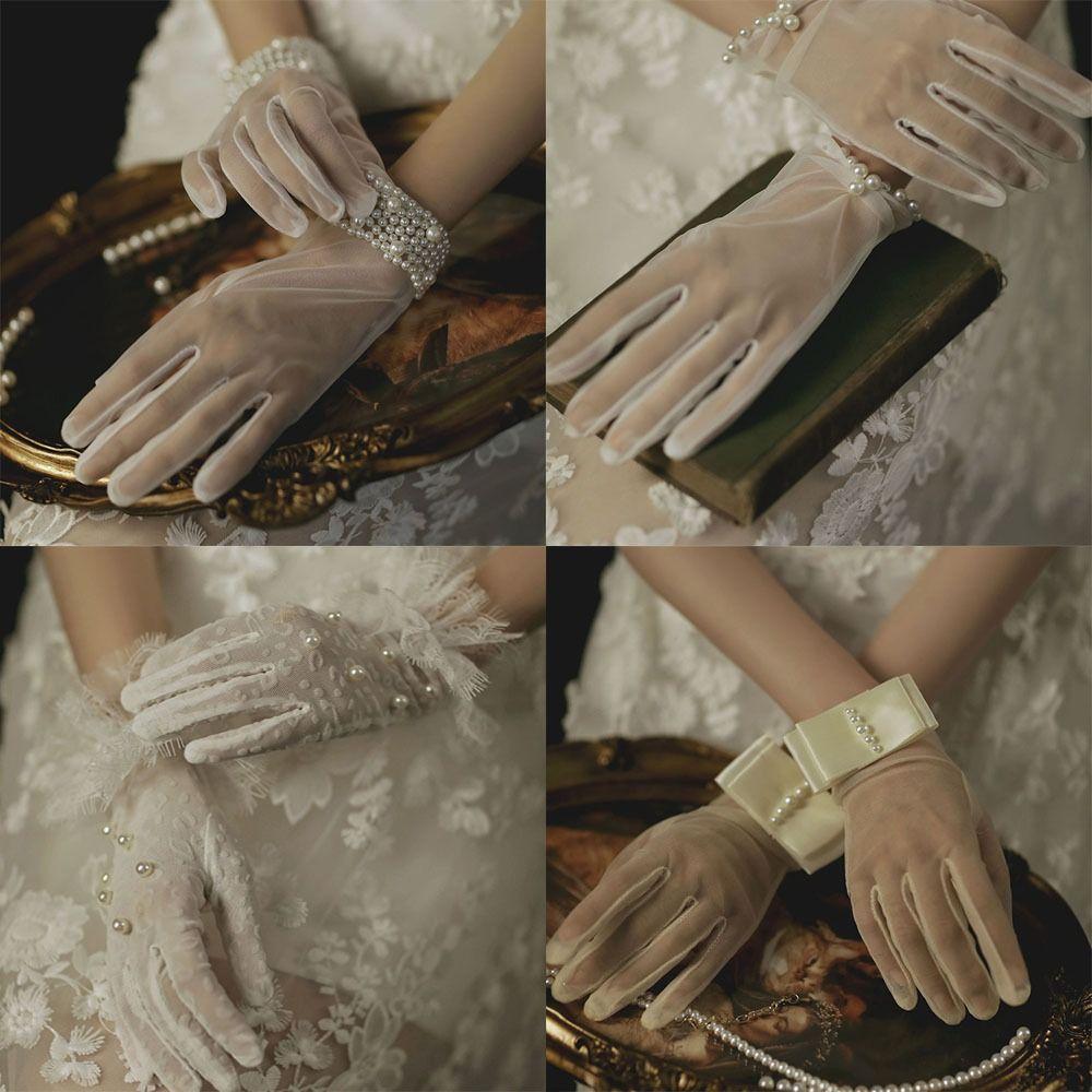 Декор Вечернее платье Свадебные перчатки для невесты Варежки для невесты Варежки для езды на велосипеде Кружевные перчатки
