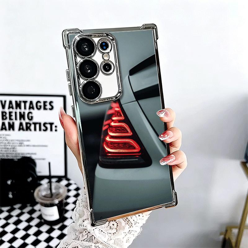Sports Car Cool Taillight Plating Phone Case For Samsung Galaxy S24 S25 FE S26 Edge S23 Ultra S22 S21 Plus S20 Anti-Fall Airabag