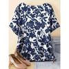 Plus Size Floral Print T-Shirt - Relaxed Fit, Vibrant Pattern, Short Sleeve, Women, Spring and Summer Outings, Womens Plus Size Clothing
