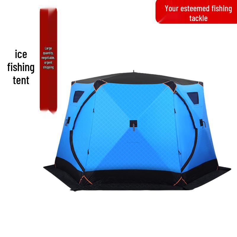 Шестигранная теплая зимняя палатка для подледной рыбалки с улучшенной ветрозащитой и хлопковой изоляцией