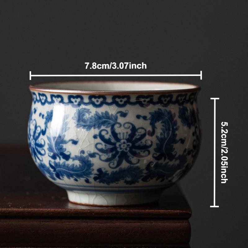 Antique Blue and White Porcelain Teacup Ceramic Master Cup Tea Bowl Mugs Chinese Kung Fu Gongfu Teaware Set Household Drinkware