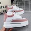 Fashion Thick-soled Pink Sneakers Shoes Women's Spring Lace-up Slim Inner Heightening Shoes 2024 New Casual Sports Shoes Board Shoes