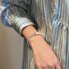 Handmade 925 Sterling Silver Freshwater Pearl Round Beaded Bracelet Women Fine Jewelry