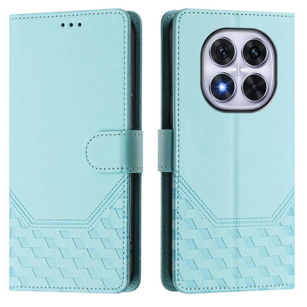 For Xiaomi Redmi Note 14 Pro 4G Case Imprinted Honeycomb RFID Blocking Leather Phone Cover with Strap