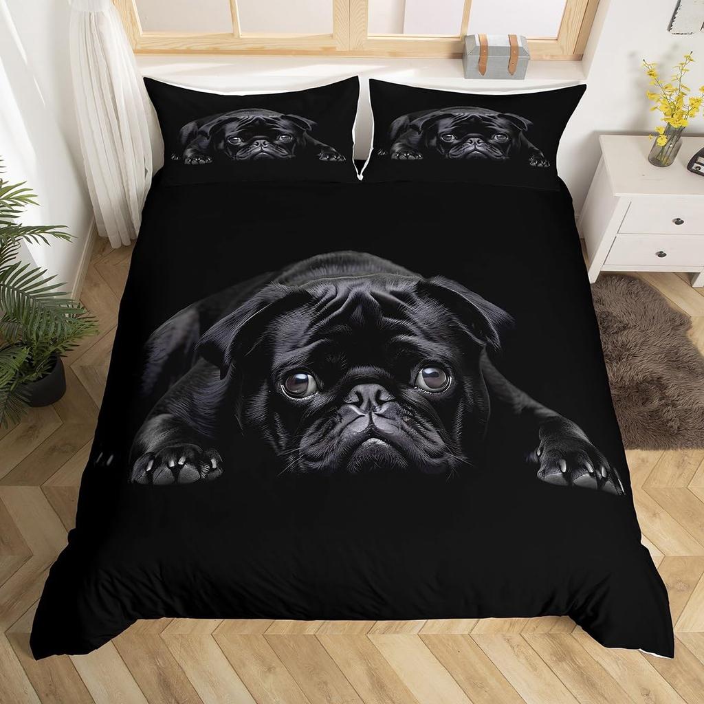 Dog Duvet Cover Set Cute Pet Puppy Animal Design Bedding Set With Zipper Adults Kids Bedroom Single Double Queen Comforter Cover