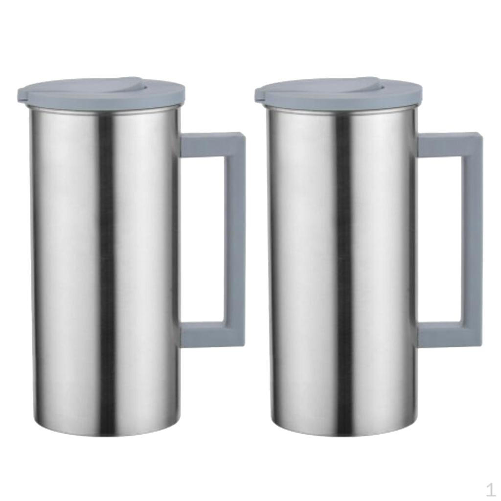 Pack of 2, Stainless Steel 0.5 Gallon Water Grey Juice Jug Serving