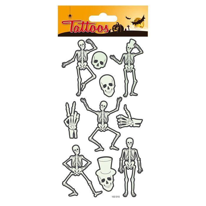 Tatouages temporaires - Squelettes Halloween