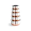Stainless Steel Copper Bottom Belly Shape 5 Pc Tope/Cookware/Pot Set with Lid 380ML, 500ML, 780ML, 1.1Ltr, 1.4Ltr, (Silver)