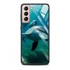 Стеклянный чехол с милым дельфином синего морского животного для Samsung Galaxy S21 S20 Ultra S10 Plus Lite S20fe 5g S10e S9 S8, бампер, чехол