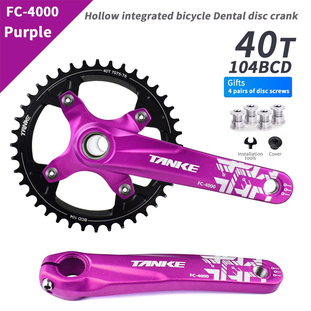 TANKE Crankset 170MM Bicycle Chainring Hollow Integrated Crankset 104 BCD Narrow Wide Bike MTB Crown Square Hole Sprocket Crank