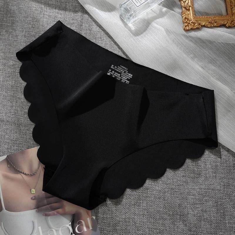 Women Solid Seamless Briefs Ice Silk Panties Thin Underwear Comfort Intimates Lingerie Sexy Low-Rise Underpants Plus Size S-XXL