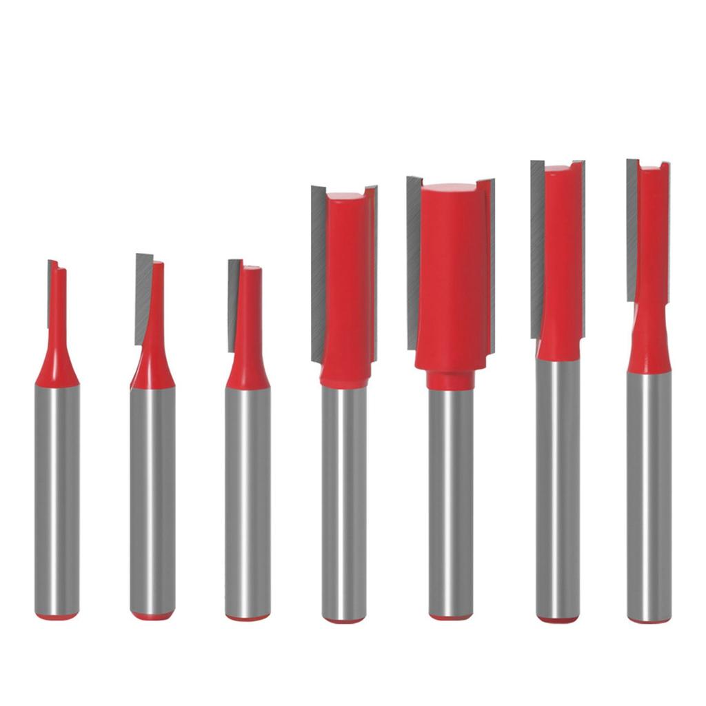 7 шт. Фрезерная фреза заподлицо Прямая 2-зубая Карбидная для деревообработки Пазование