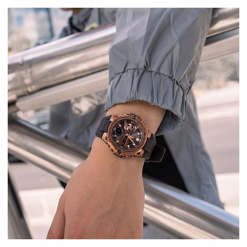 Casio Серия G-STEEL - Дисковый двойной дисплей, водонепроницаемые и ударопрочные, с солнечным кварцевым механизмом, ремешок из смолы, японские и корейские часы, мужские GST-B400MV-5APRT