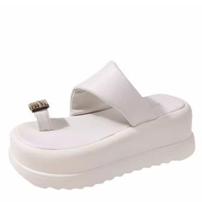 Модные повседневные пляжные тапочки на танкетке для женщин, новые летние нескользящие сандалии на платформе, женские с открытым носком, удобные женские шлепанцы с застежкой-липучкой