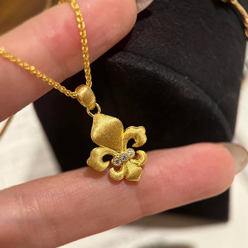 Элегантное французское ретро матовое колье с подвеской в виде ириса для женщин