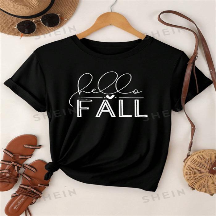 Summer Round Neck Printed Top Fashionable Casual Cute Short Sleeved Women's Pure Cotton T-shirts