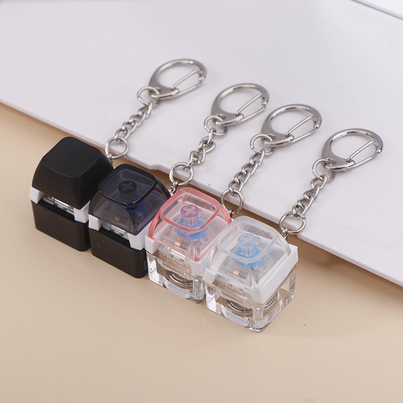 Mechanical Switch Keychain With Led Light Keyboard Key Chain Fidget Toy Keycap Stress Relief Novelty Toys Fidget Button Keyring