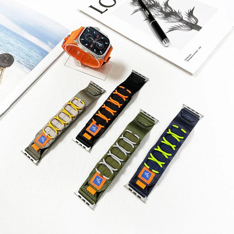 Нейлоновый ремешок с пятью петлями для Apple Watch Ultra/2 49 мм 10 9 8 7 6 5 4 SE Спортивный браслет Ремешок iWatch 45 мм 44 мм 42 мм 46 мм 41 мм Correa