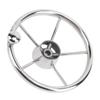 11 Inch Boat Steering Wheel Marine Stainless Steel Steering Wheel 5 Spoke 25 Degree with Foam Grip and Center Cap for